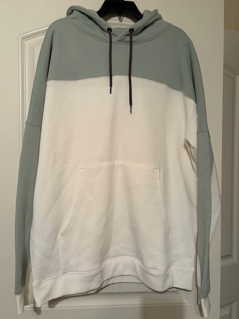 Mono B Two-Tone Hooded Sweatshirt In Sage And White